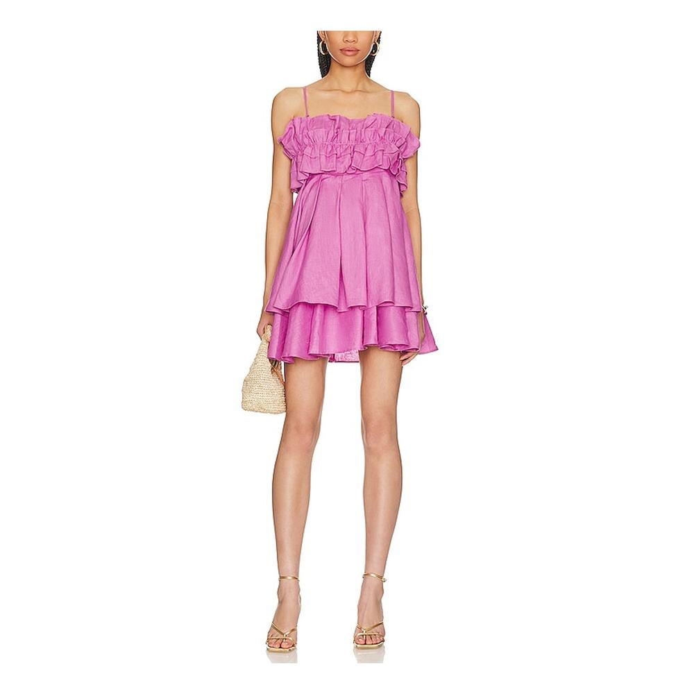 Aureta. 'Penelope' Pink Linen Mini Dress Size XS